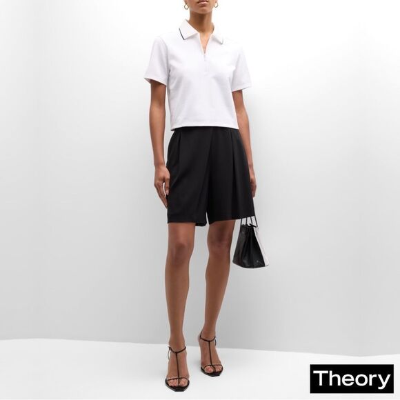 Theory **NWT** Zipped Tennis Polo in Cotton-Blend Piqué in White - Picture 3 of 13